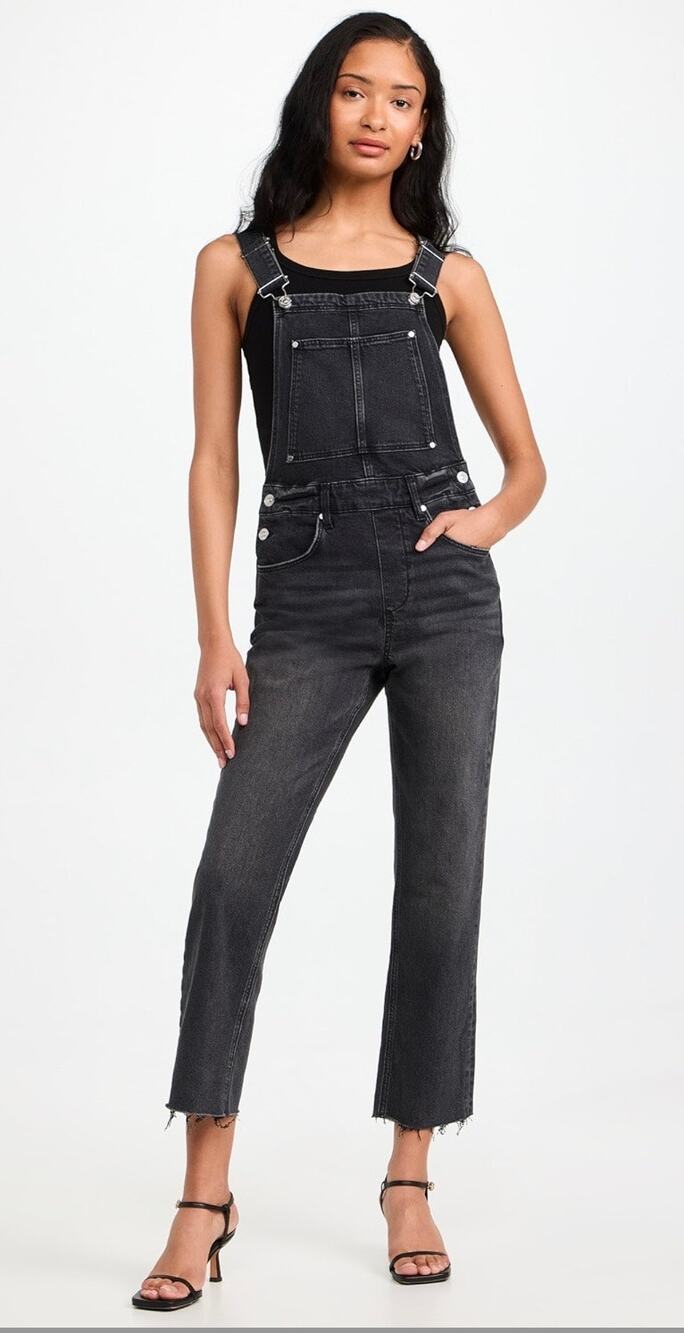 Paige - Noella Overall w/ Raw Hem
in Faded Zinc Distressed Sz 31 (NEW)